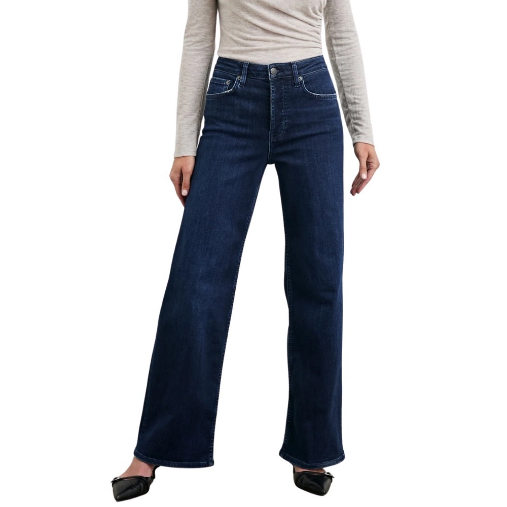 Rails The Getty Jeans Women 28 Dark Indigo Excellent High Rise Wide Leg Denim